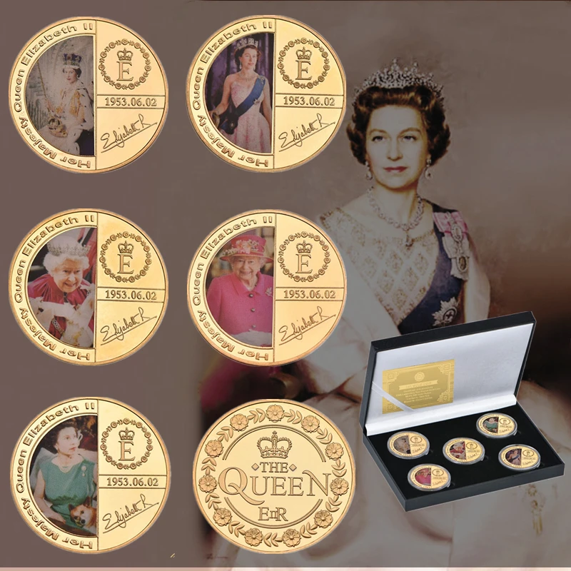 

Her Majesty The Queen Elizabeth II Gold Plated Commemorative Coins Prince Philip Collectible Coin Souvenir Gift Challenge Coin