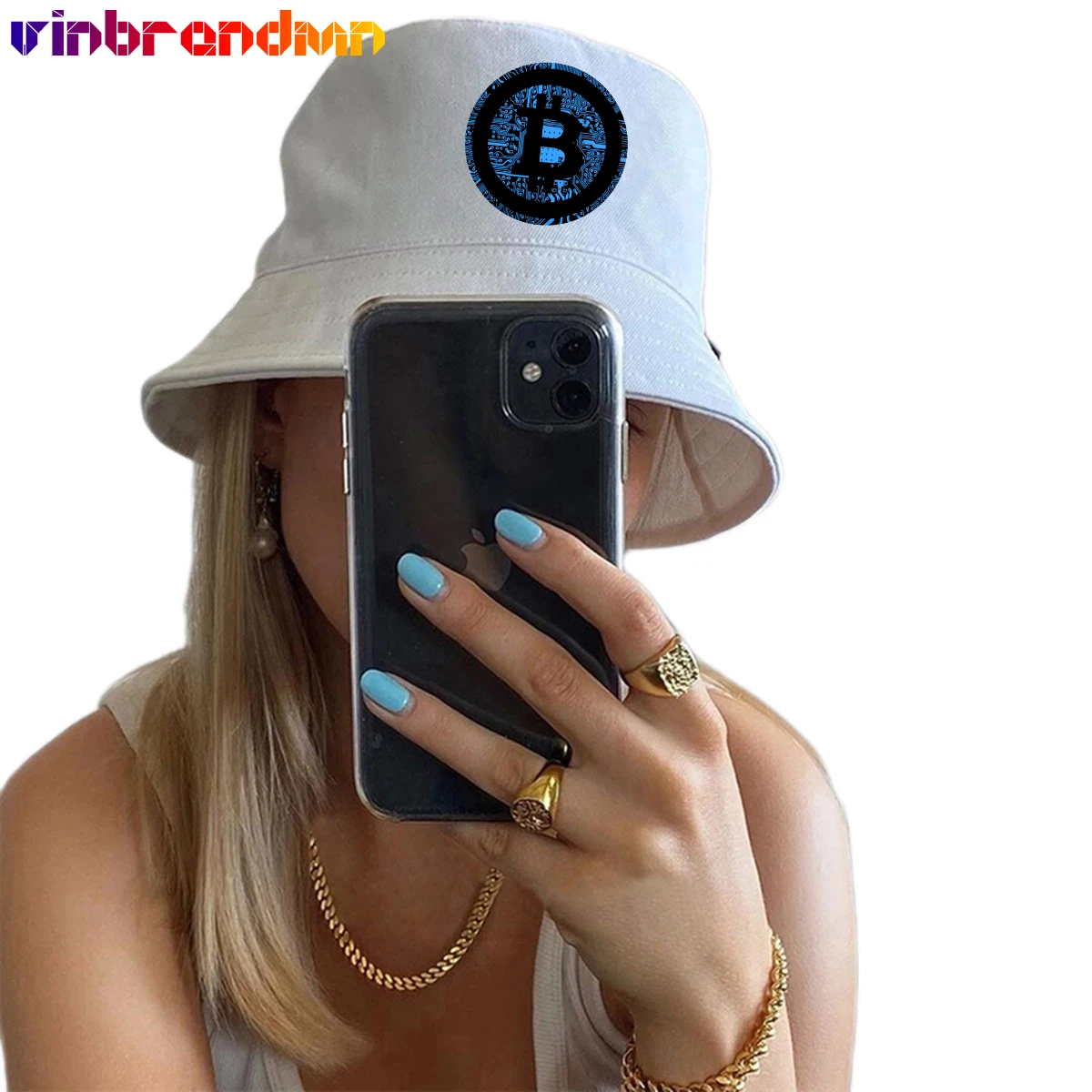 

Панама с логотипом биткоина унисекс, хипстерская шляпа с козырьком от солнца