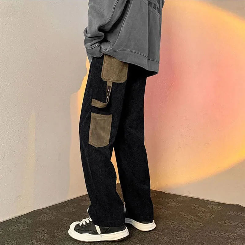 Вельветовые брюки мужские свободные прямые подходящие ко всему повседневные