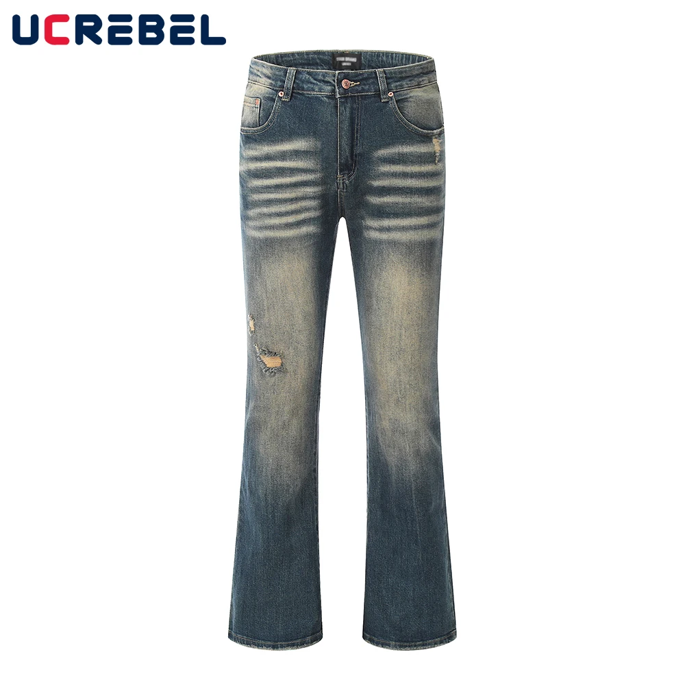 

Мужские рваные джинсовые брюки в стиле ретро