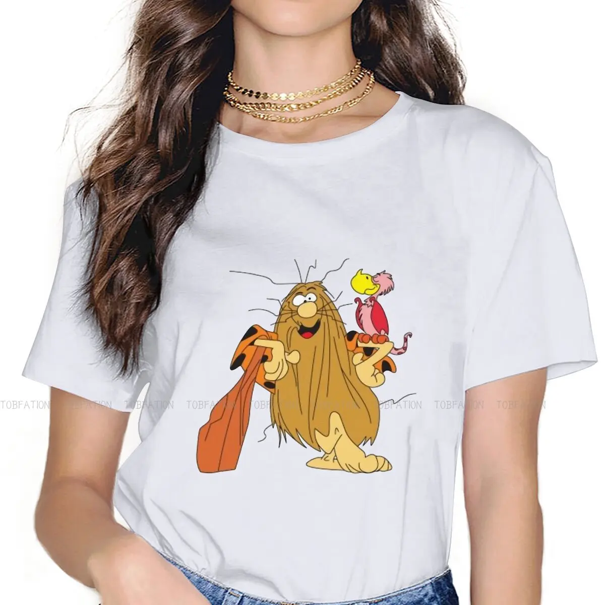 

Teen Angels Women Clothing Captain Caveman Cavey 1980s Cartoon Graphic Female Tshirts Vintage Gothic Loose Tops Tee Kawaii