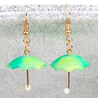 trendy cute mini umbrella drop earrings for women korean colorful rainbow umbrella dangle earrings pendant jewelry party gifts