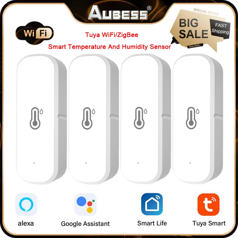 

Tuya WiFi/ZigBee Smart Temperature And Humidity Sensor SmartLife APP Remote Monitor Smart Home Works With Alexa Google Assistant