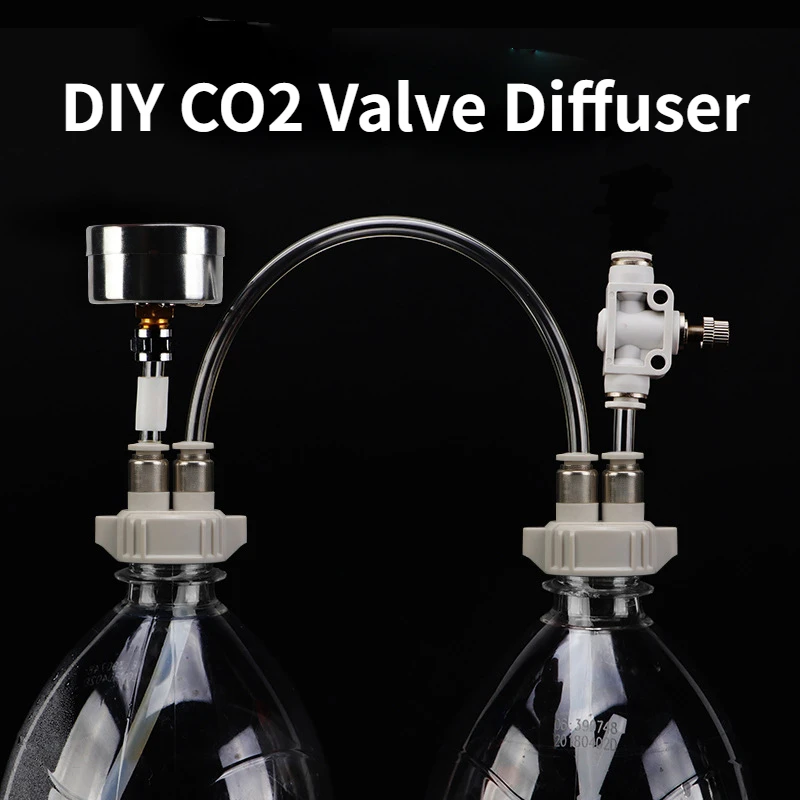 DIY CO2 Valve Diffuser Aquarium Supply Fish Tank Water Grass Homemade Carbon Dioxide Generator Kit With Pressure Air Flow Device