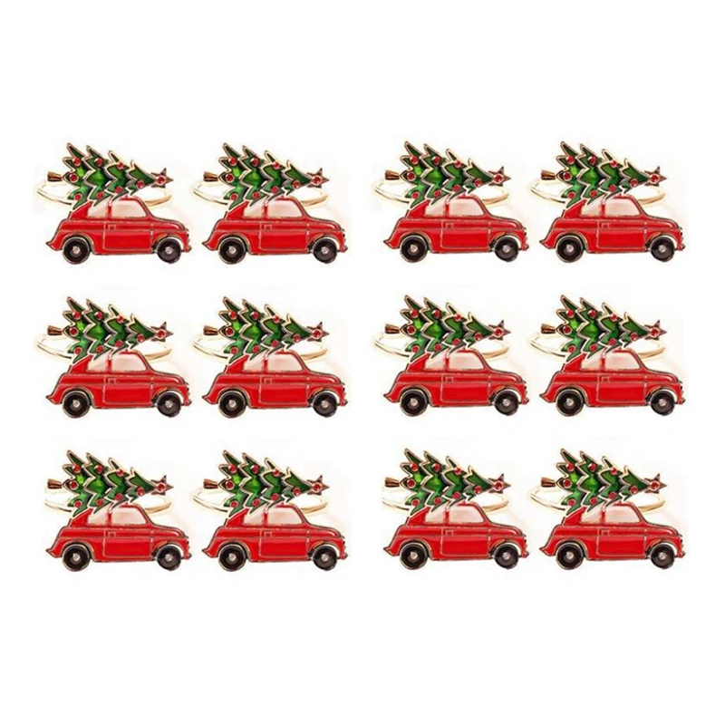 

BMDT-12Pcs Creative Cute Car Shape Metal Christmas Napkin Ring Holder Multicolor Towel Tissue Ring Napkin Buckle Table Decor