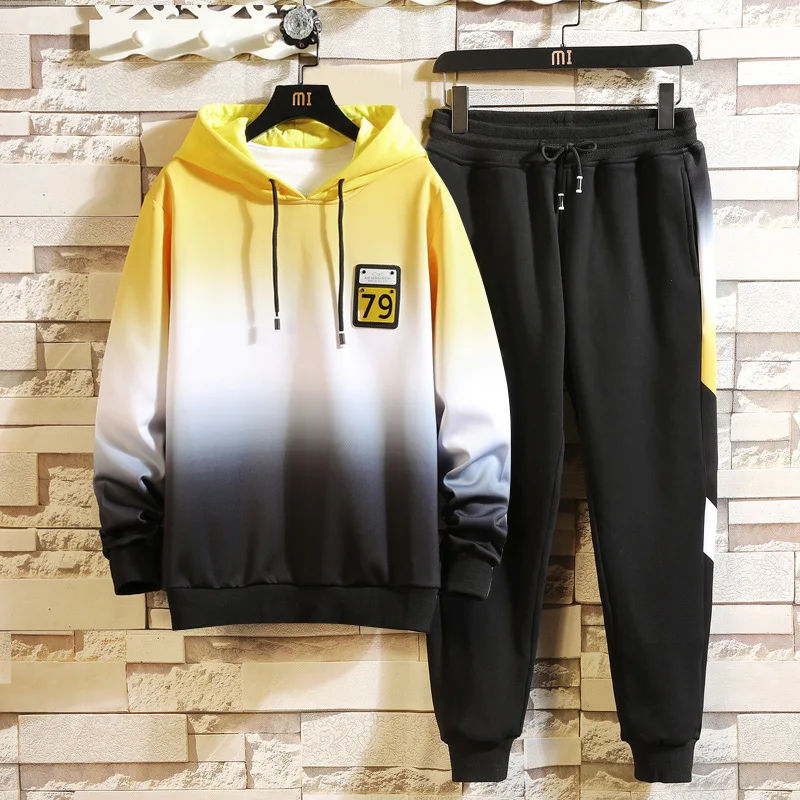 Мужской спортивный костюм с градиентным цветом Повседневный Спортивный