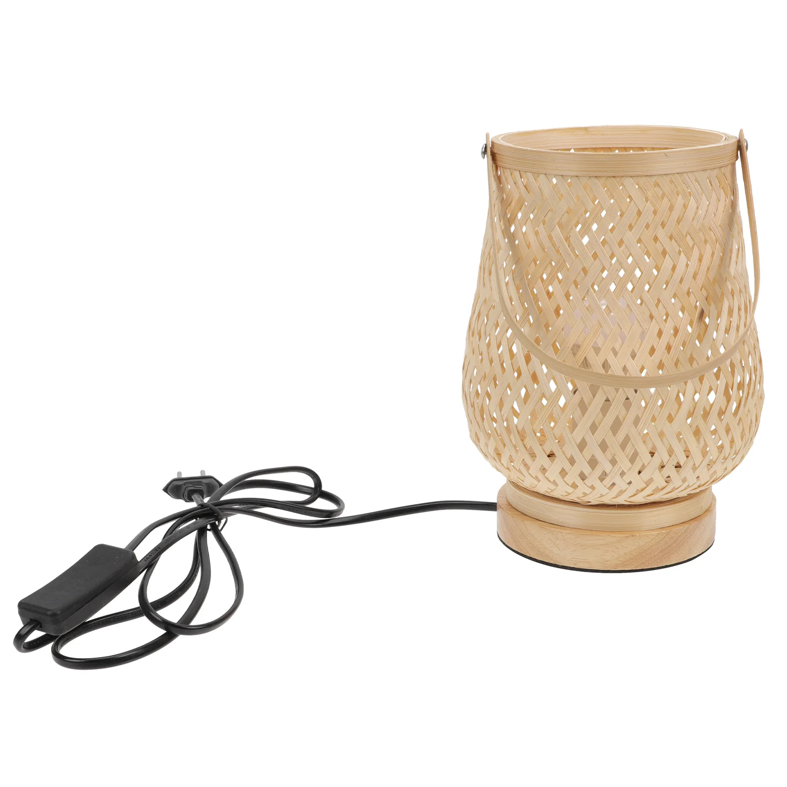 

1 Set Practical Bamboo Woven Lamp Novel Chinese Style Desktop Lamp for Decor Plug
