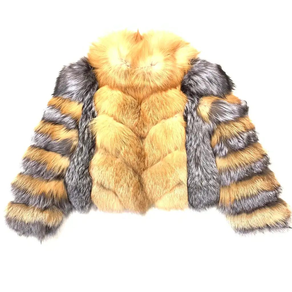 

Winter 2022 Cold Weather Thick Warmer Super Nice Quality Silver Fox Fur Jacket Natural Red Fox Fur Coat