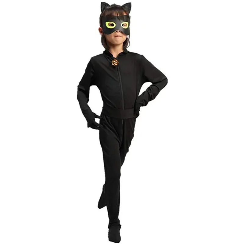Детский костюм для косплея черный кота черного цвета Хэллоуина Ноэля 3