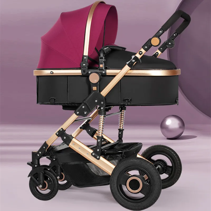 2022 легкая Роскошная детская коляска 3 в 1 портативная двухсторонняя с высоким
