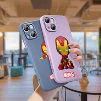 marvel iron man cartoon for apple iphone 13 12 mini 11 pro xs max xr x 8 7 6s se plus liquid left silicone phone case