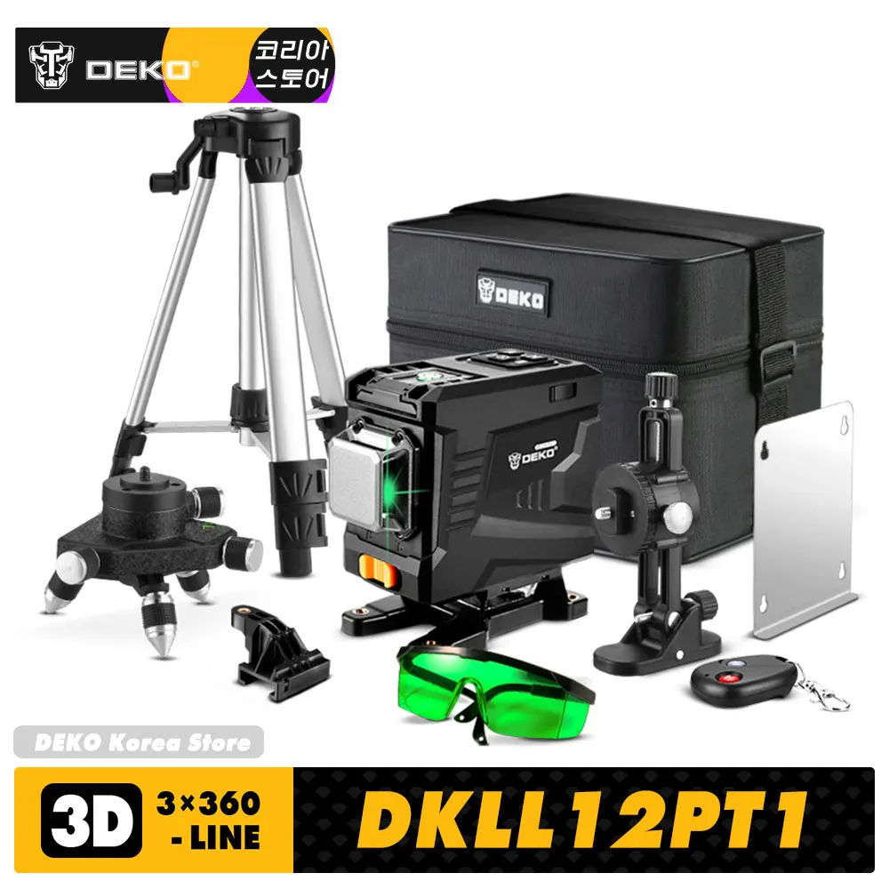 

Лазерный уровень DEKO DKLL12PT1, 3,7 В, 3 х360