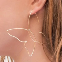 chic gold hollow line butterfly drop dangle earring for women metal big butterfly pendant earring statement jewelry
