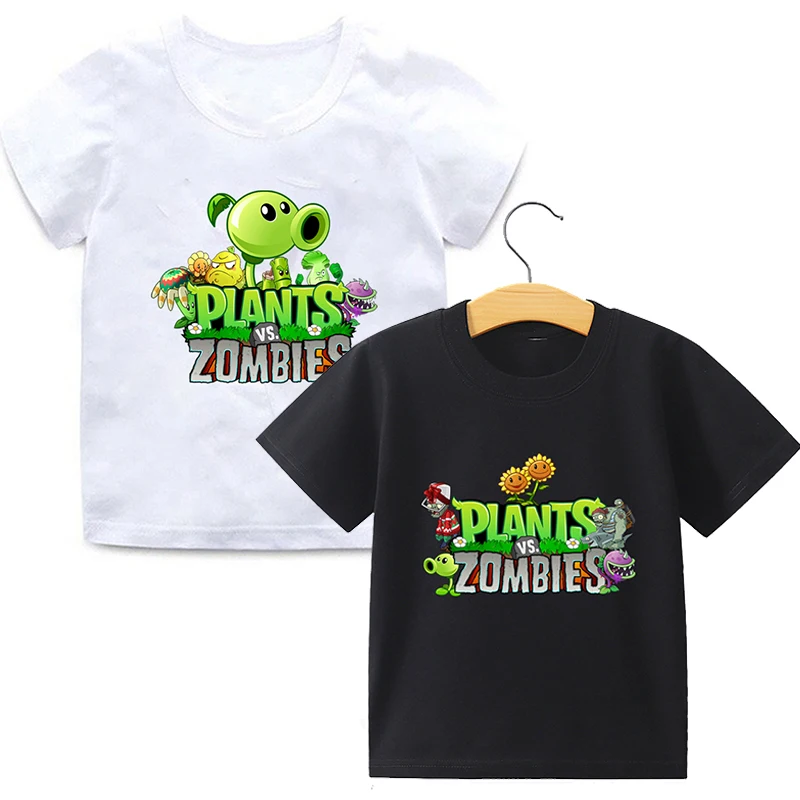 2D футболка с растениями против зомби мультяшная для малышей мальчиков и девочек