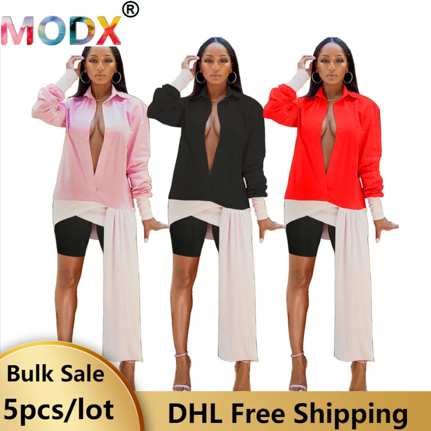

New Arrival Fall Loose Women Shirts Full Sleeve Patchwork Club Blouses Streetwear Long Cardigan Tops Female Clothes 6793