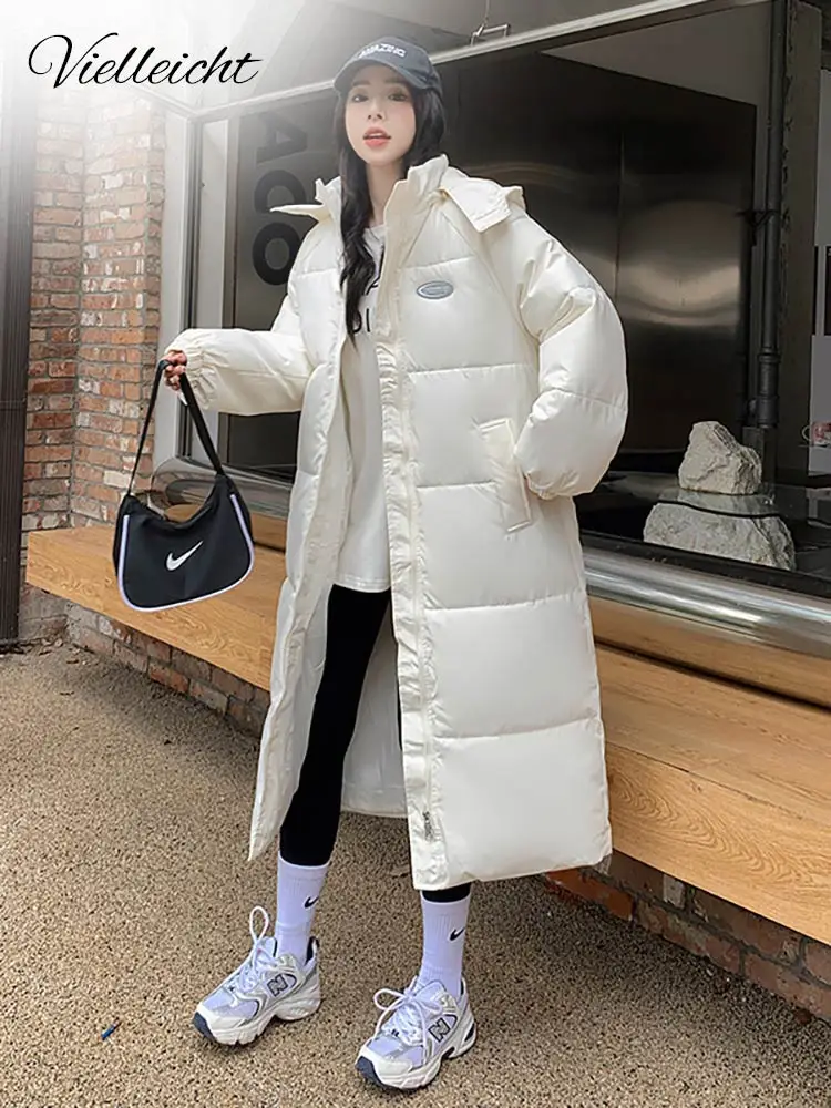 Vielleicht Women's Winter Hooded Parka Thick Down Cotton Padded Jacket Women Long Overcoat Female Clothing Warm Puffer Coat 2022