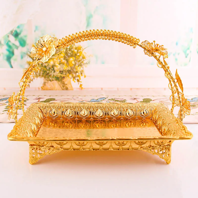 

Room Hotel Purpose Basket Snack Metal Fruit Single Living European Gold Layer Basket Style Classic Table Basket Multi Snacks