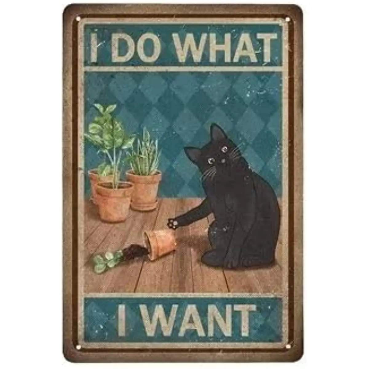 

I Do What I Want -Cute Cat Metal Poster Wall Art Decor Sign for Bathroom, , Restroom, Bedroom, Cafe Wall Decor Tin sign