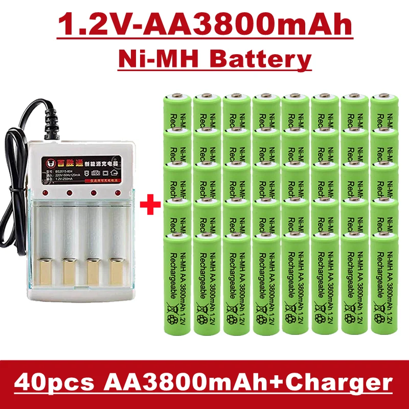 

AA Battery, 1.2v 3800mah, rechargeable ni MH Battery, for Remote Control, Alarm Clock, MP3, etc., Sell with a charger