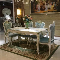european style dining table and chair combination solid wood rectangular dining table 6 person dining room carved rice table can