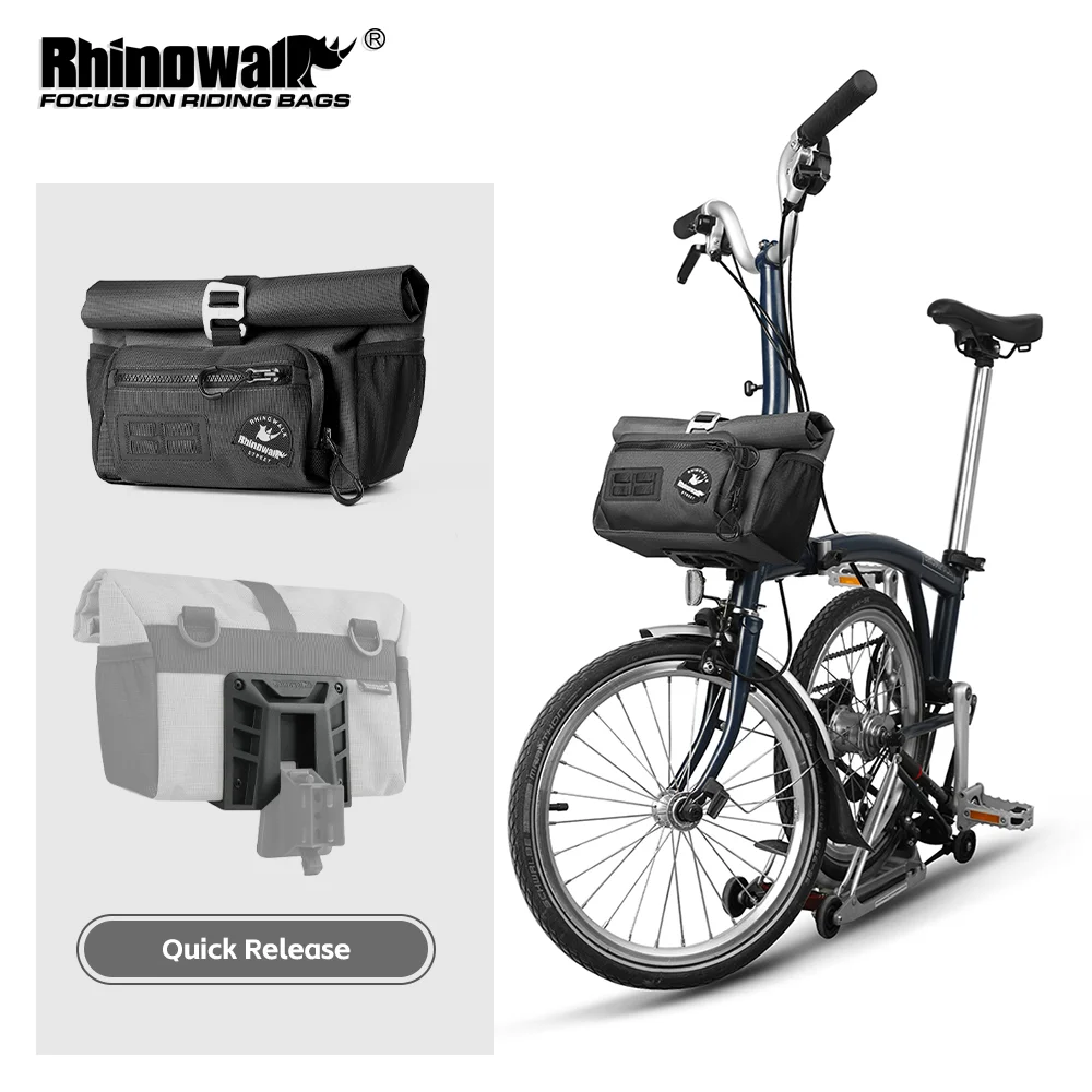 Фото Велосипедная сумка на руль Rhinowalk, 4 л, быстросъемная передняя сумка-корзина с системой MOLLE, городской велосипед для складного велосипеда Brompton №1