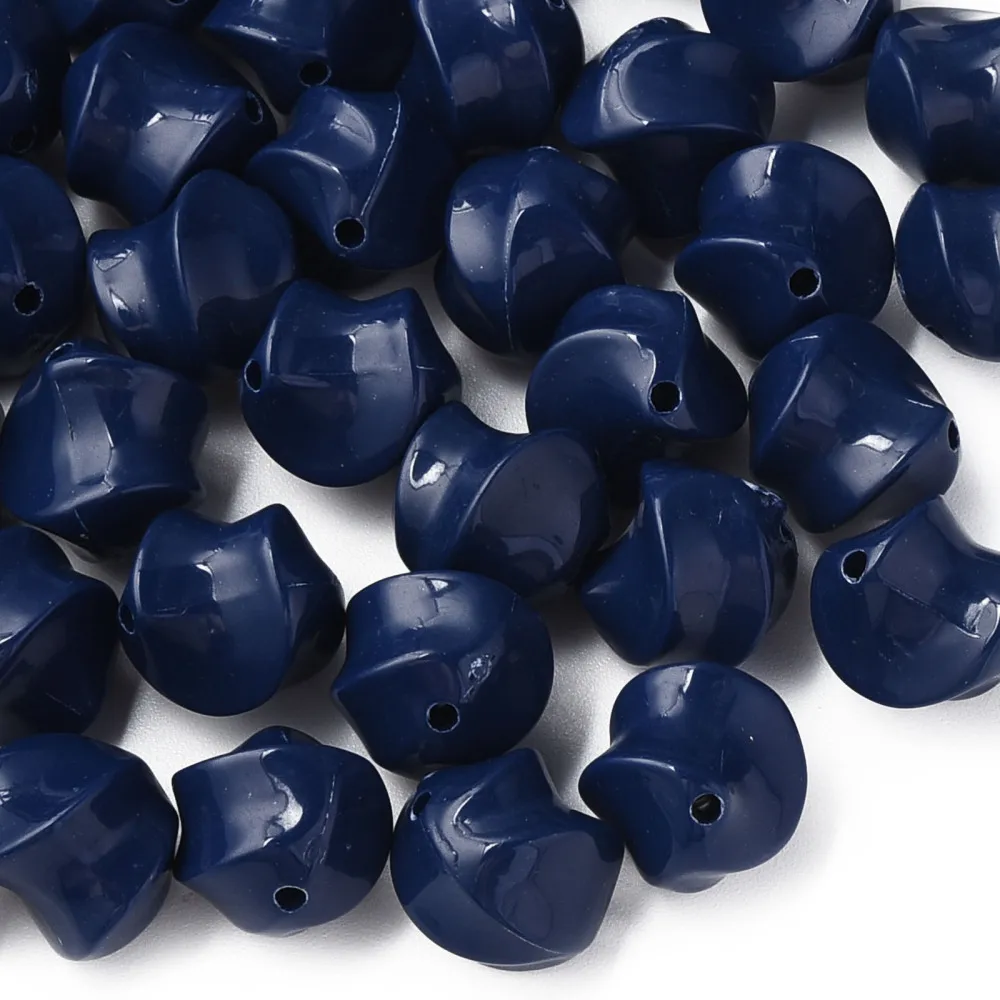 

500g Opaque Acrylic Beads Twist Prussian Blue 14.5x14x14mm Hole: 1.6mm about 390pcs/500g