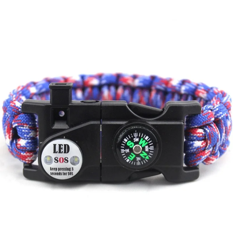 2022 Outdoor Multifunctional Survival Bracelet Paracord Braided Rope Men Camping EDC Tool Emergency SOS LED Light images - 6