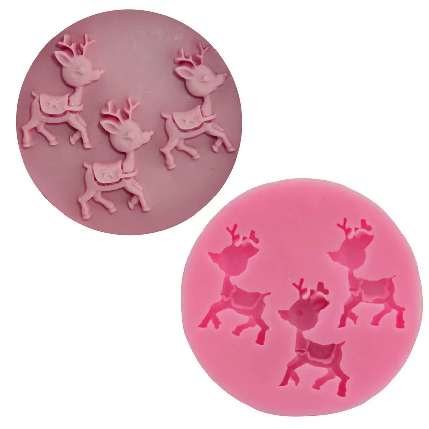 

4 small sika deer cake molds DIY silicone Fondant baking tools chocolate molds