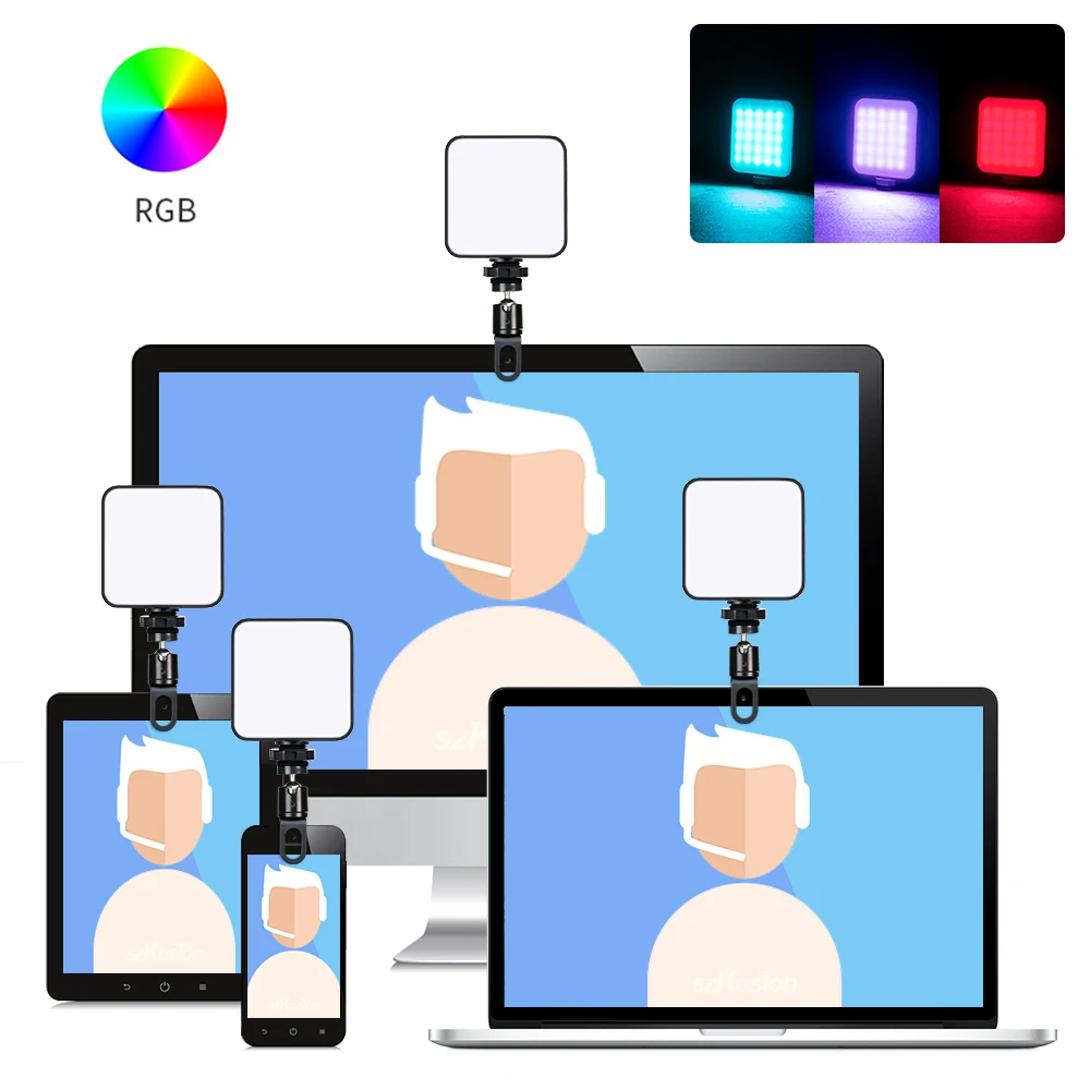 

Video Conference Light 7*7 CM Selfie Square Lamp For iPad Laptop PC Webcam Light With Clip for Youtube Live