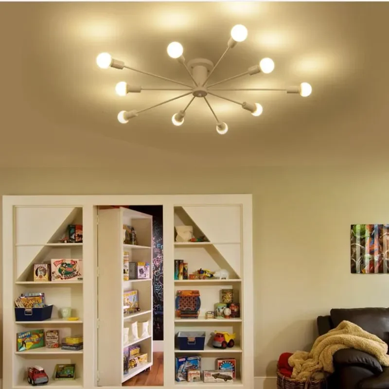 Винтажные лампы для гостиной Iluminacion потолочная кованая люстра Luminaria E27 Dia122cm H20cm