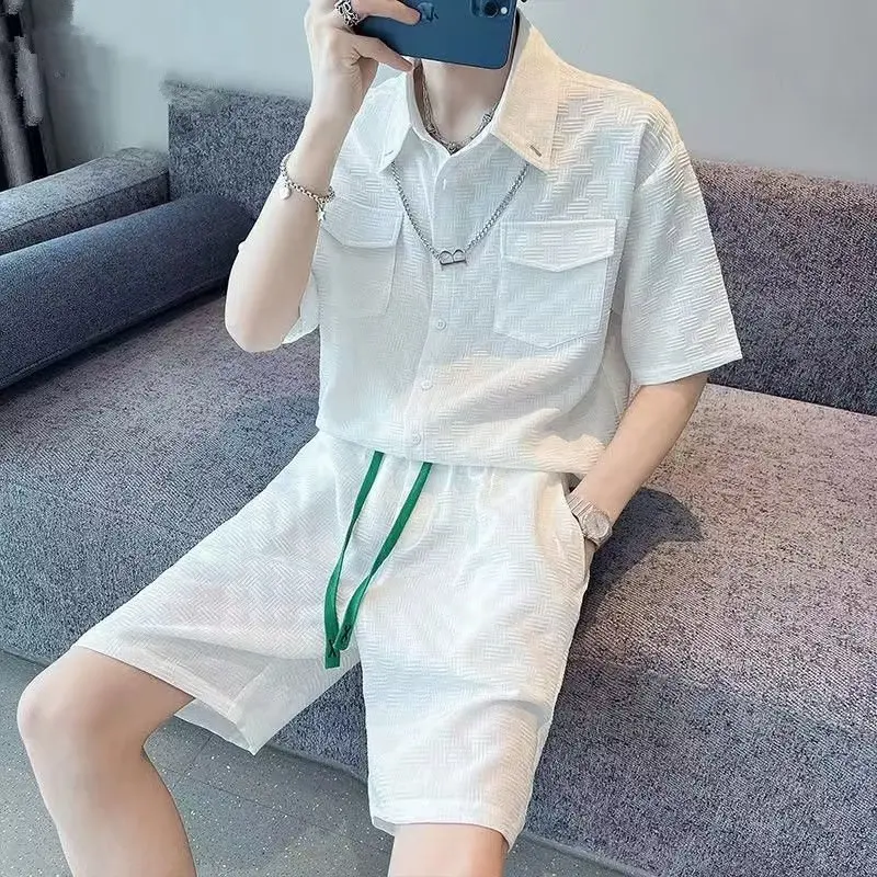 

2023 Sets Men Casual Design Shirts Shorts All-match Japanese Stylish Teens Dynamic Fashion Clothing Handsome Streetwear Cozy