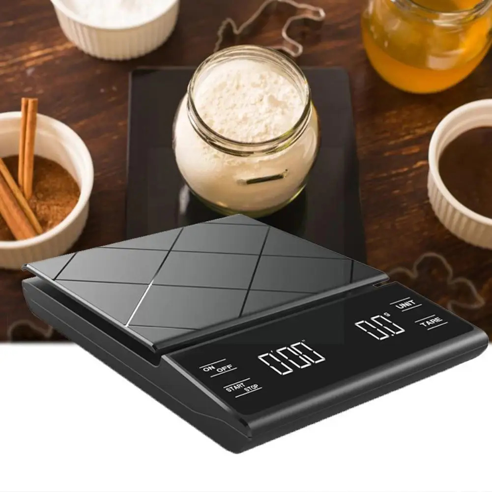 

3kg / 0.1g Kitchen Hand Brew Coffee Electronic Timing Scale Bar Accessories Scale Timer Scale Rechargeable Kitchen Food Hom U0R0