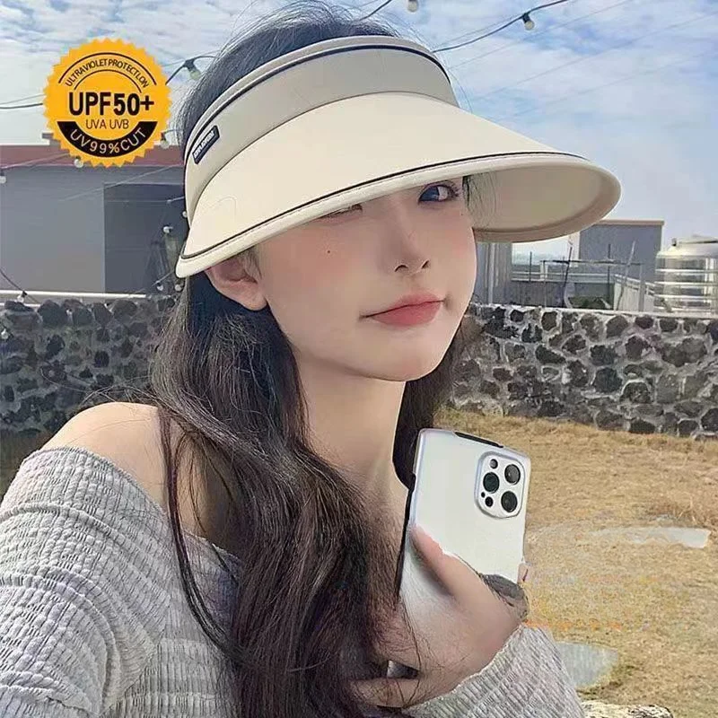 

Women Visor Hat Summer Wide Brim Sun Protection Adjustable UV Protection Baseball Hat Foldable Empty Top Casual Beach Sun Hat