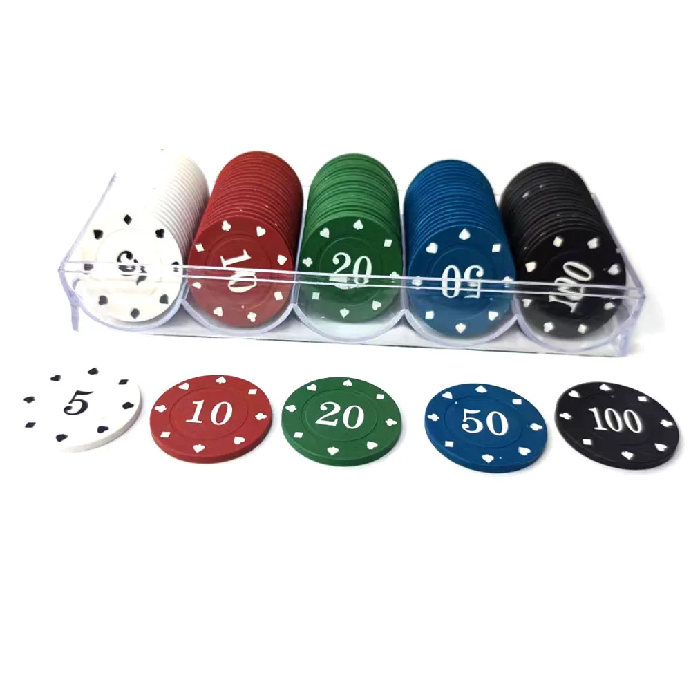 

100pcs/set Plastic Poker Chips 39mm Counting Chip Casino Bingo Markers Casino Dice Token Coins Family Club Bingo Game Supplies