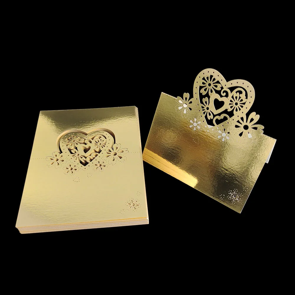 

25pcs Laser Heart Seat Card Table Business Card Wedding Venue Card Party Celebration Invitation Decorative Invitation Table Card
