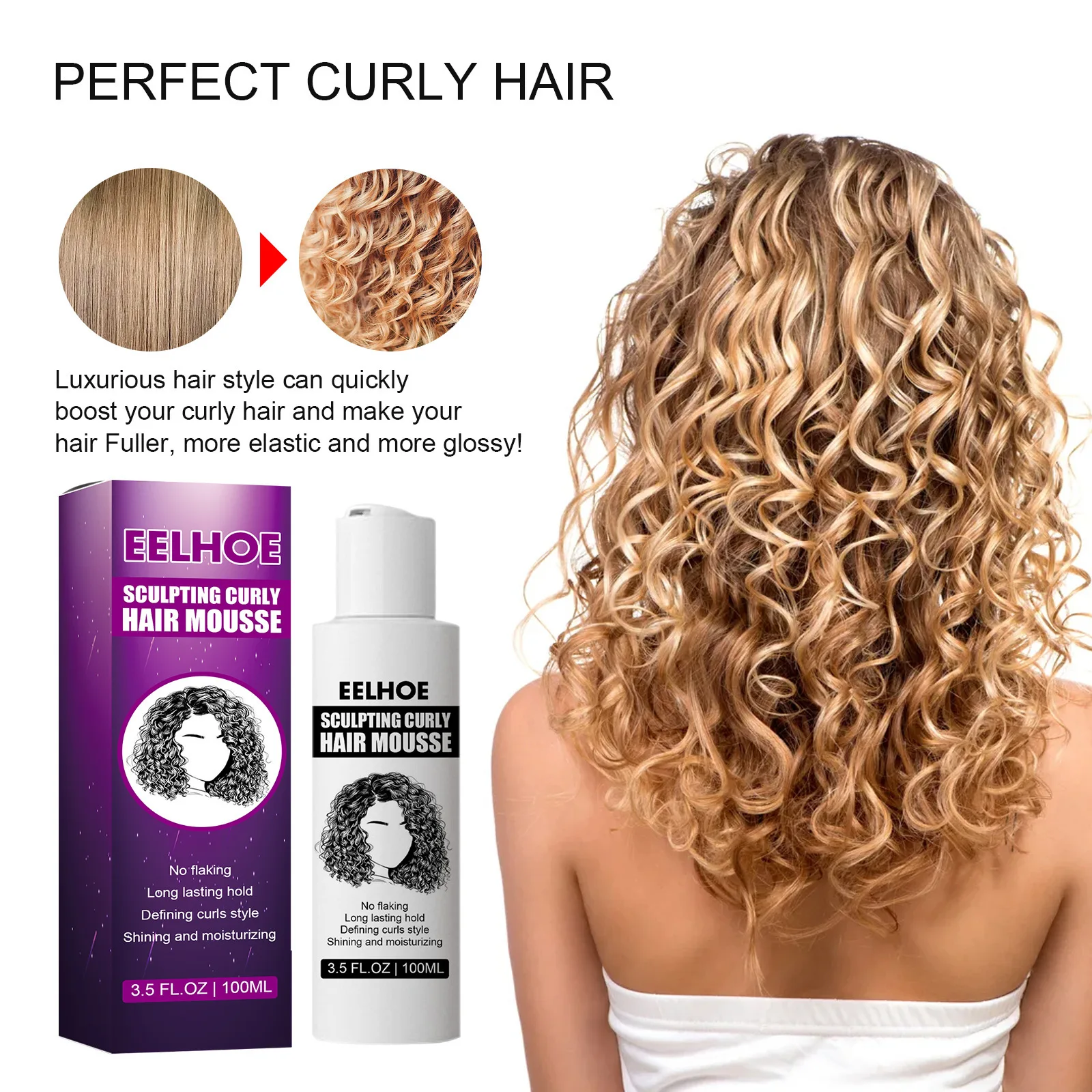 

100ml Styling Elastin Anti-frizz Curly Hair Moisturizing Styling Agent Natural Curl Boost Hair Bounce Cream Styling Enhancing