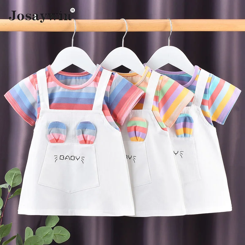 

Summer Dress for Girls Baby kids Dress Short Sleeve Cotton Vestidos Party Casual Girl Suspenders Dresses Children Clothes