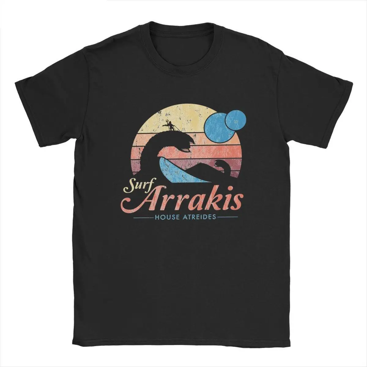 

Visit Arrakis Surf Dune Sci Fi T-Shirts Men Vintage Awesome 100% Cotton Tee Shirt Crewneck Short Sleeve T Shirt Summer Clothing