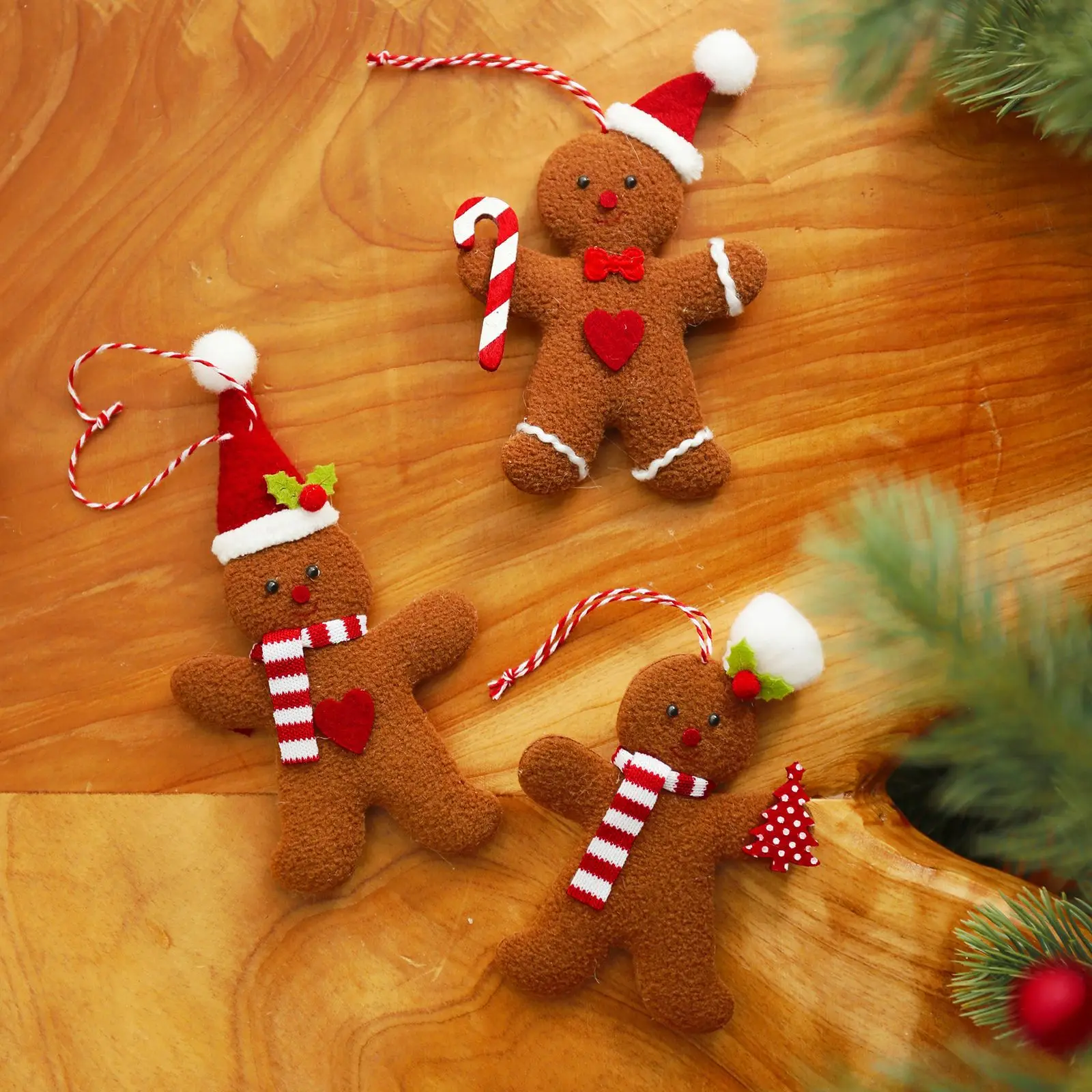 

3Pcs Christmas Fuzzy Gingerbread Man Doll Xmas Tree Pendants Hanging Ornaments Christmas Decorations for Home Kids New Year Gift