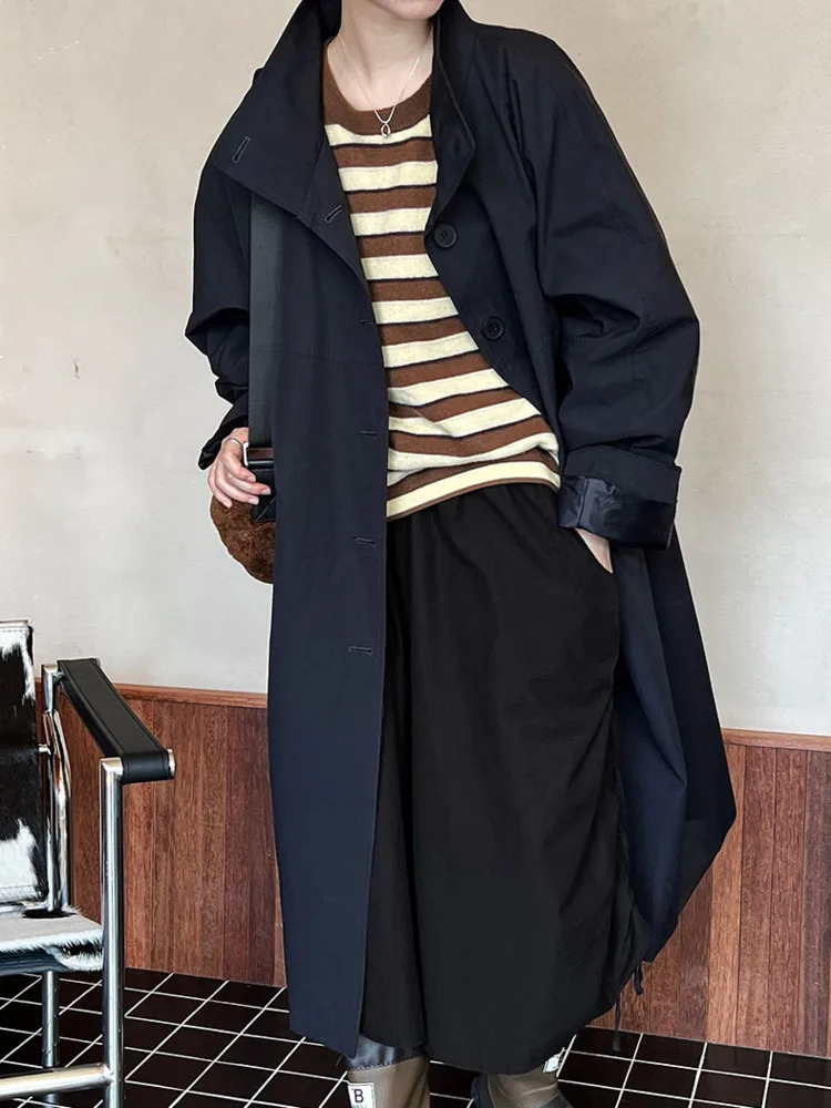 UCXQ модный плащ в европейском стиле с воротником-стойкой однобортный свободный