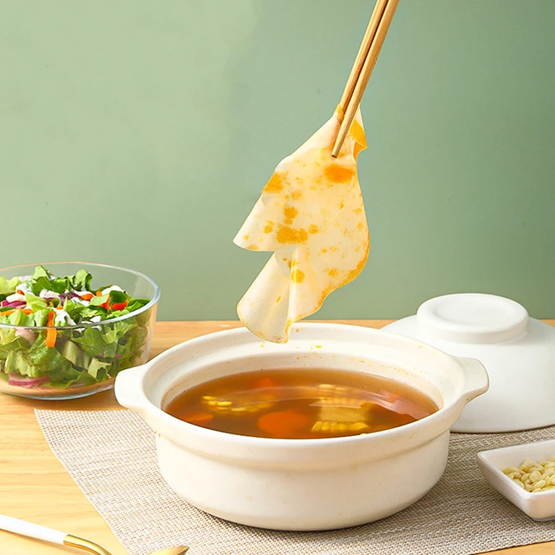 

12PCS/Bag Absorption Paper Food Soup Oil Absorbing Paper Sheet Oil Filter Paper Kitchen Good Food Soup Absorbent Paper