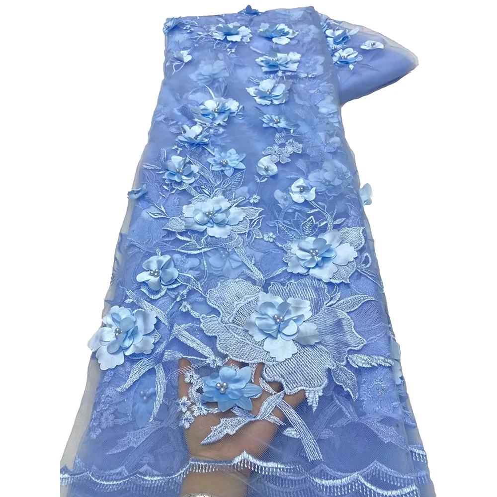 Французская Кружевная Ткань С Бисером Африканская Вышивка 3d Цветочный Дизайн