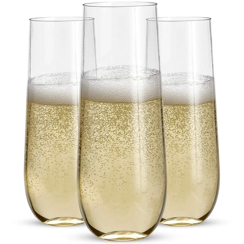 

24 бесступенчатых Пластиковых Бокала для шампанского-9 унций пластиковые бокалы для шампанского прозрачные небьющиеся бокалы для поднятия тоста одноразовые для свадьбы