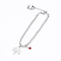 fashion stainless steel silver 6mm bead bracelet women lock tree of life charm pearl bracelet letter uno jewelry men