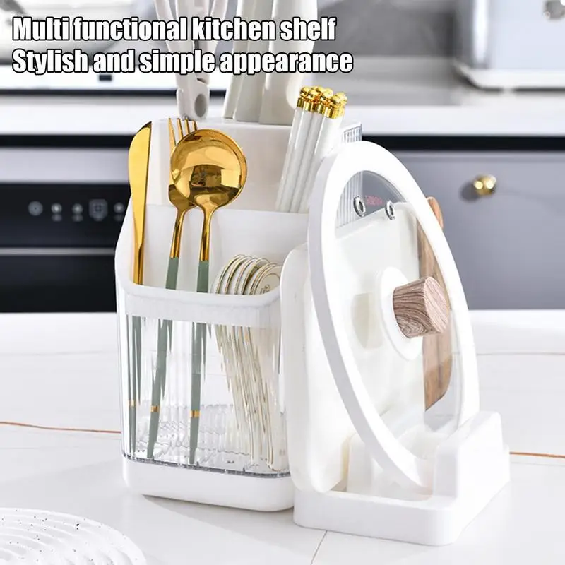 

Knife Holder Stand for Knives Multi-Function Stands for Cutlery Utensil Kitchen Accessories Pot Cover Cutting Board Organizer