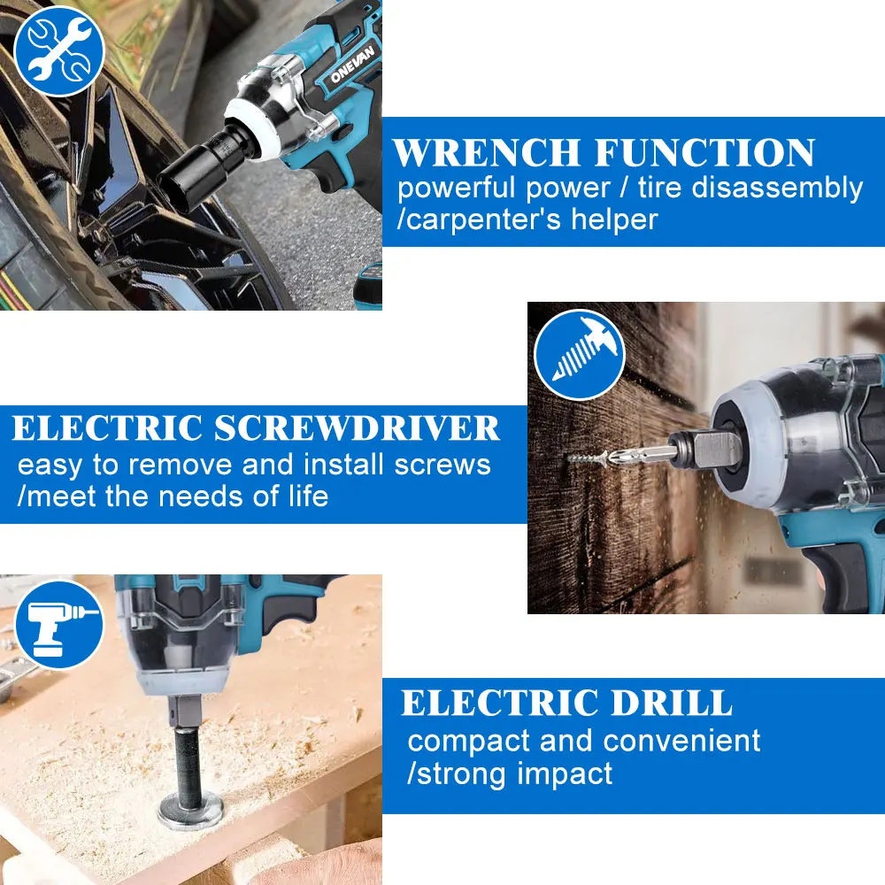 Бесщеточный Электрический гаечный ключ 1/2 дюйма 21 в беспроводной ударный