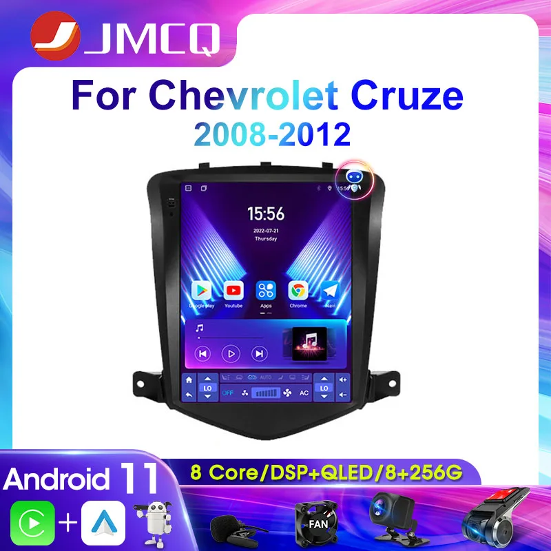 Автомагнитола JMCQ 2Din для Chevrolet Cruze J300 2008 2009-2012, стерео, мультимедийный видеоплеер, навигация GPS Carplay 4G Android 11