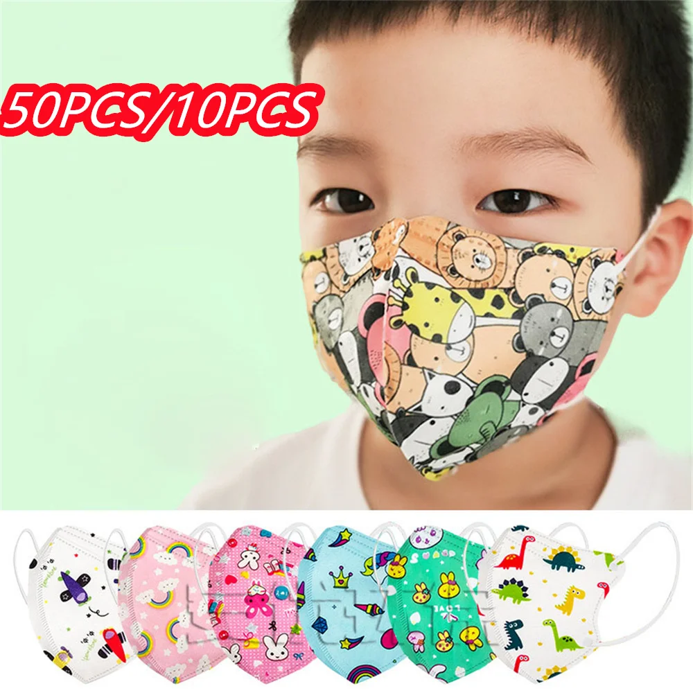 

50 шт./10 шт., детские маски для лица 4-12 лет