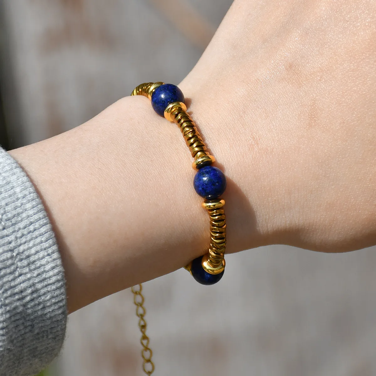 Модные Красочные Бусины из натурального камня цепочка богемные металлические