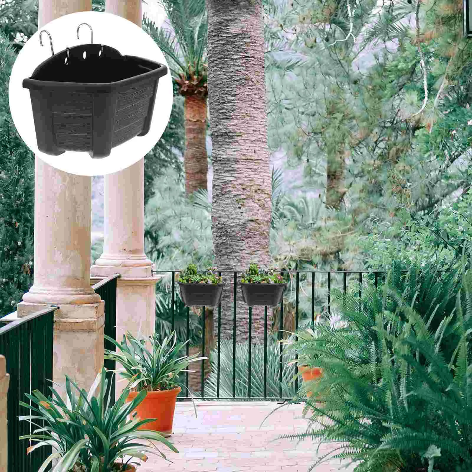 

Planter Hanging Flower Wall Railing Planters Balcony Pot Rail Outdoor Plastic Pots Holders Fence Bucket Box Basket Garden
